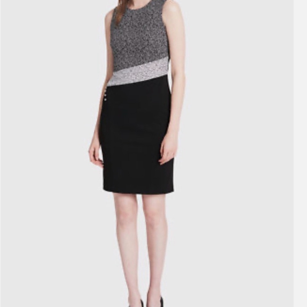Calvin Klein Black and Gray Pencil Skirt